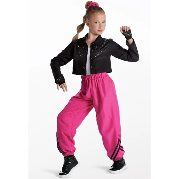 Weissman Hip Hop Dance Costume "Speed Drive" Style 16714 Hot Pink & Black Jacket - Picture 1 of 9